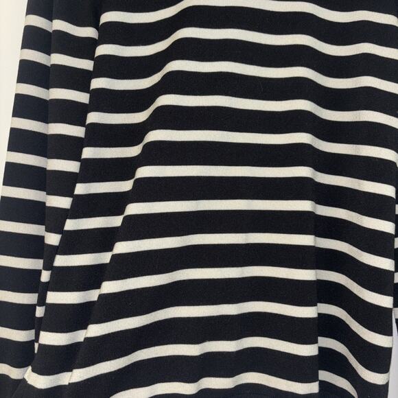 Express Sz Lg Nautical Boating Black White Striped Coastal Basic Sweater Crew - Picture 5 of 9